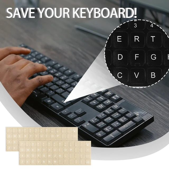 Alt view image 6 of 7 - Keyboard Letter Stickers, 4 Pcs Transparent Laptop Keyboard Stickers | Universal English Keyboard Replacement Stickers Clear Background and White Lettering for PC Computer Laptop Desktop