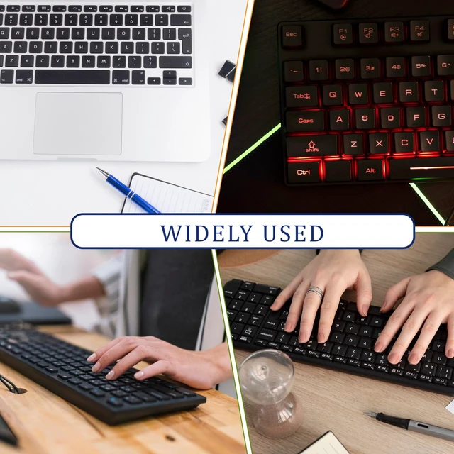 Alt view image 7 of 7 - Keyboard Letter Stickers, 4 Pcs Transparent Laptop Keyboard Stickers | Universal English Keyboard Replacement Stickers Clear Background and White Lettering for PC Computer Laptop Desktop