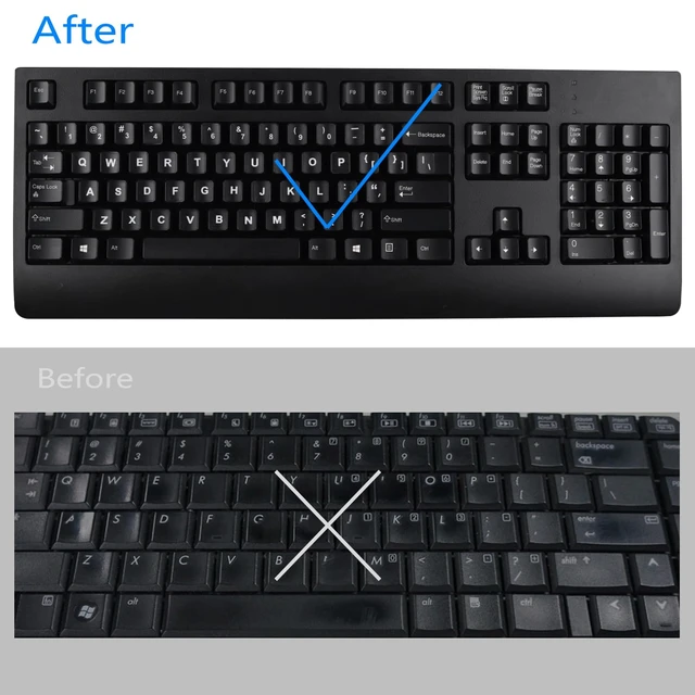 Alt view image 3 of 7 - 2 Pack English Keyboard Stickers Big Letter Full Set (120 Pcs), Universal PC Computer Laptop Desktop Keyboard Replacement English Keyboard Stickers, Black Background with White Lettering