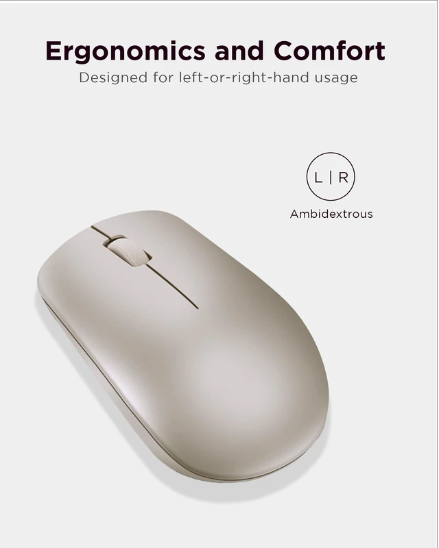 Alt view image 4 of 7 - 530 Wireless Mouse with Battery, 2.4GHz Nano USB, 1200 DPI Optical Sensor, Ergonomic for Left or Right Hand, Lightweight, GY50Z18988, Almond