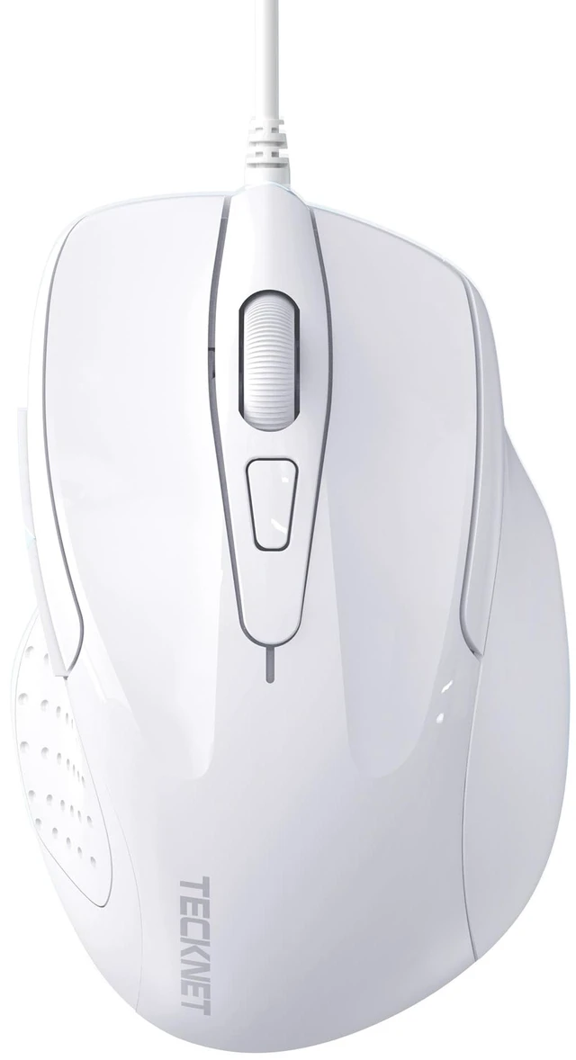 Main image of USB Wired Mouse, 6-Button Corded Mouse with 4 Adjustable DPI, Optical Computer Mouse with Ergonomic Design and 5FT Cord for Laptop, Chromebook, PC, Desktop, Mac, Notebook-LT.White