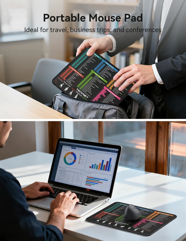 Alt view image 6 of 7 - Mouse Pad for Excel Word PowerPoint Windows Shortcuts | Excel Cheat Sheet Desk Pad-11.6x9.8 Inch, Non-Slip Waterproof Office Desk Mat, Portable, Durable, Clear Printing, Black