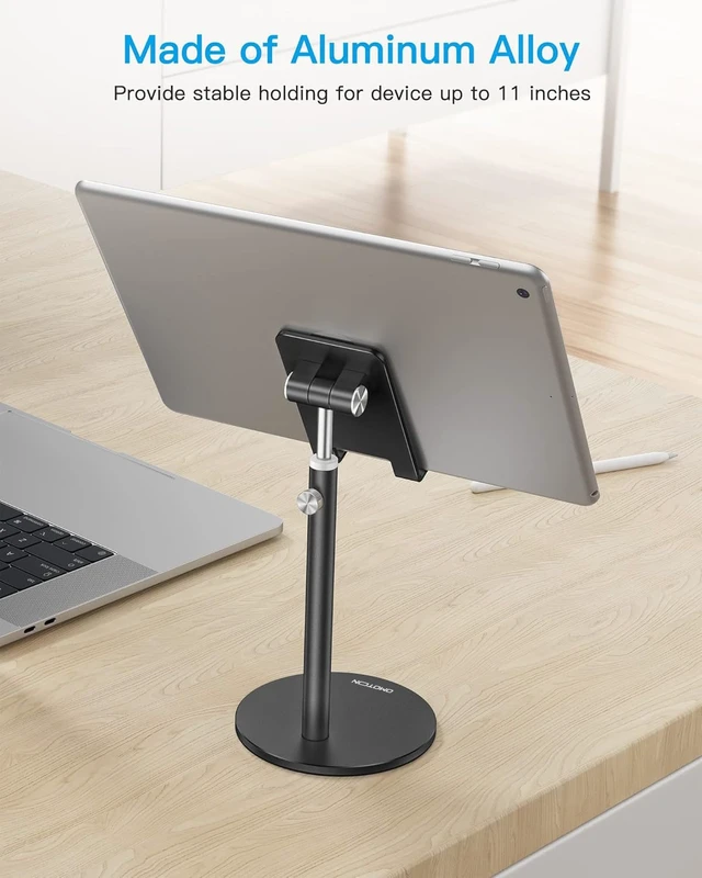 Alt view image 7 of 7 - CA04 Aluminum Tablet Phone Stand, Adjustable Desk Stand Black | Aluminum Alloy · Fits Phone & Tablets 4-11" · Sturdy Build for Gaming, Meeting · Height & Angle Adjustable