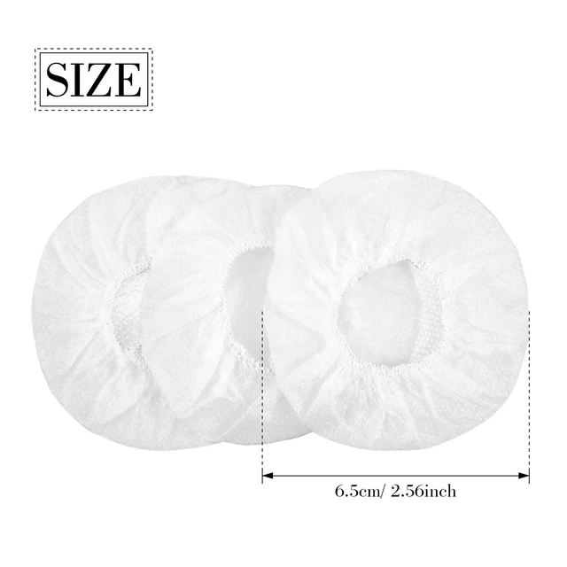 Alt view image 2 of 7 - 100 Pcs Disposable Over Ear Headphone Covers Stretch,6.5 Cm,White | Sanitary Non-woven Earpad Covers for Shared Use, Fit Over-ear Headsets, Hygienic Protection for Gym Office Library Home