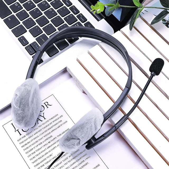 Alt view image 5 of 7 - 100 Pcs Disposable Over Ear Headphone Covers Stretch,6.5 Cm,White | Sanitary Non-woven Earpad Covers for Shared Use, Fit Over-ear Headsets, Hygienic Protection for Gym Office Library Home