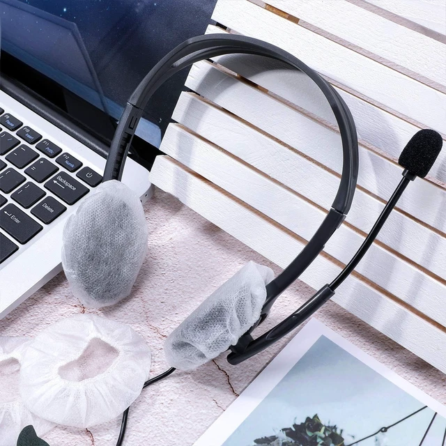 Alt view image 6 of 7 - 100 Pcs Disposable Over Ear Headphone Covers Stretch,6.5 Cm,White | Sanitary Non-woven Earpad Covers for Shared Use, Fit Over-ear Headsets, Hygienic Protection for Gym Office Library Home