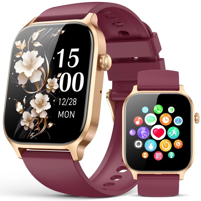 Main image of Smart Watches for Women Men, Fitness Tracker Watch with 110 Sports Modes, Step Counter/Sleep Monitor/Pedometer, IP68 Waterproof, Bluetooth Call & Music Control Smartwatch for iPhone/Android,Wine Red