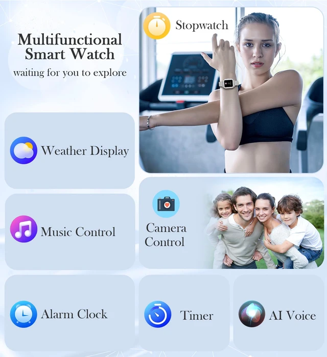 Alt view image 6 of 7 - 1.6'' Touch Screen Smart Watch for Women (Answer/Make Call), Activity Trackers and Smartwatches with Waterproof Heart Rate Sleep Monitor 100+ Sports Pedometer AI Voice,Fitness Watch for iPhone Android