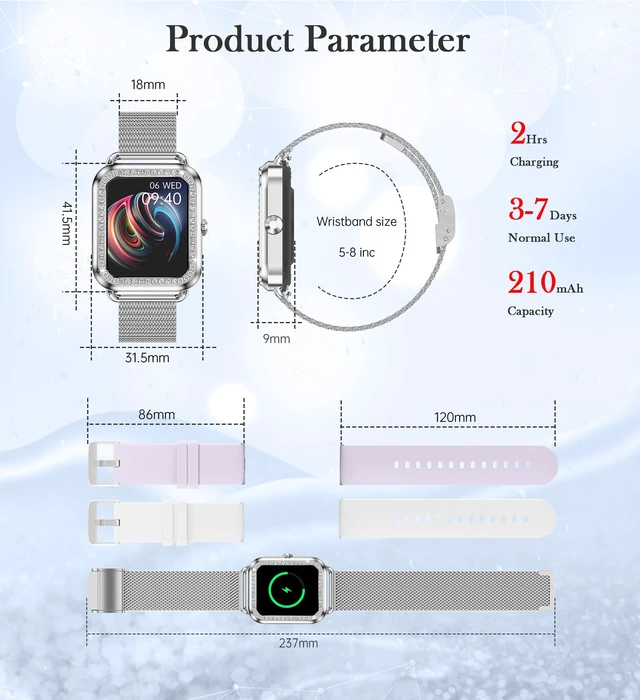 Alt view image 7 of 7 - 1.6'' Touch Screen Smart Watch for Women (Answer/Make Call), Activity Trackers and Smartwatches with Waterproof Heart Rate Sleep Monitor 100+ Sports Pedometer AI Voice,Fitness Watch for iPhone Android