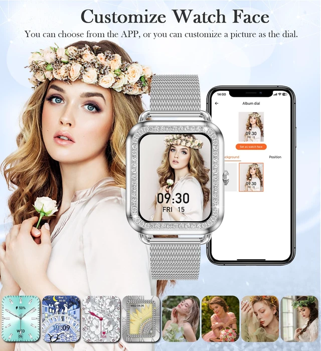 Alt view image 4 of 7 - 1.6'' Touch Screen Smart Watch for Women (Answer/Make Call), Activity Trackers and Smartwatches with Waterproof Heart Rate Sleep Monitor 100+ Sports Pedometer AI Voice,Fitness Watch for iPhone Android