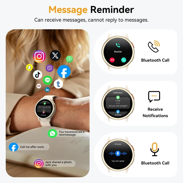 Alt view image 2 of 7 - Smart Watch for Women, 1.27" HD Smartwatch (Answer/Make Calls) | Compatible iPhone/Samsung/Android, 120+ Sport Modes Fitness Tracker with Heart Rate/Sleep/Step Monitor, IP68 Waterproof