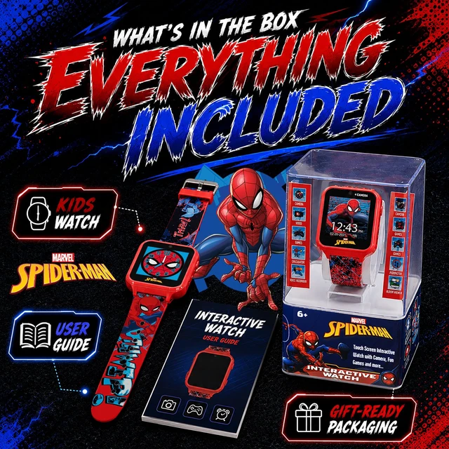 Alt view image 4 of 4 - Marvel Spider-Man Red Educational Touchscreen Smart Watch Toy for Boys, Girls, Toddlers - Selfie Cam, Learning Games, Alarm, Calculator, Pedometer, and More (Model: SPD4588AZ)