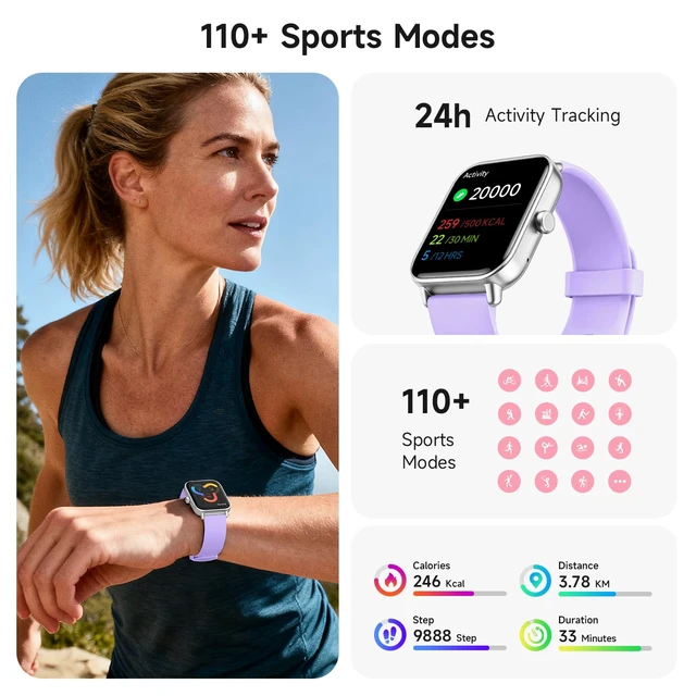 Alt view image 3 of 7 - Smart Watch for Women,1.85'' AMOLED Ultra-Clear Screen,Alexa Built-in | Fitness Tracker with 110+ Sport Modes Heart Rate/SpO2/Sleep/Calories Monitor,Smartwatch for iPhone/Android,IP68 Waterproof
