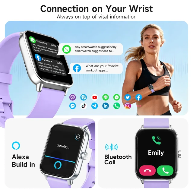 Alt view image 4 of 7 - Smart Watch for Women,1.85'' AMOLED Ultra-Clear Screen,Alexa Built-in | Fitness Tracker with 110+ Sport Modes Heart Rate/SpO2/Sleep/Calories Monitor,Smartwatch for iPhone/Android,IP68 Waterproof