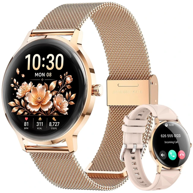 Main image of Smart Watch for Women Android/iPhone, 1.32" Curved AMOLED 2 Bands | Fitness Tracker with Bluetooth Calling, Wireless Charging, IP68 Waterproof, Heart Rate/Sleep/SpO2 Monitor, 110+ Sports Model
