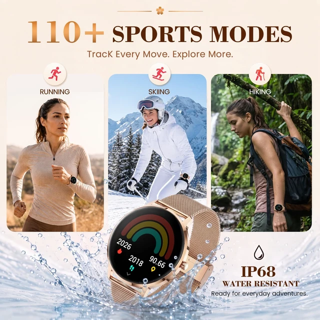 Alt view image 5 of 7 - Smart Watch for Women Android/iPhone, 1.32" Curved AMOLED 2 Bands | Fitness Tracker with Bluetooth Calling, Wireless Charging, IP68 Waterproof, Heart Rate/Sleep/SpO2 Monitor, 110+ Sports Model