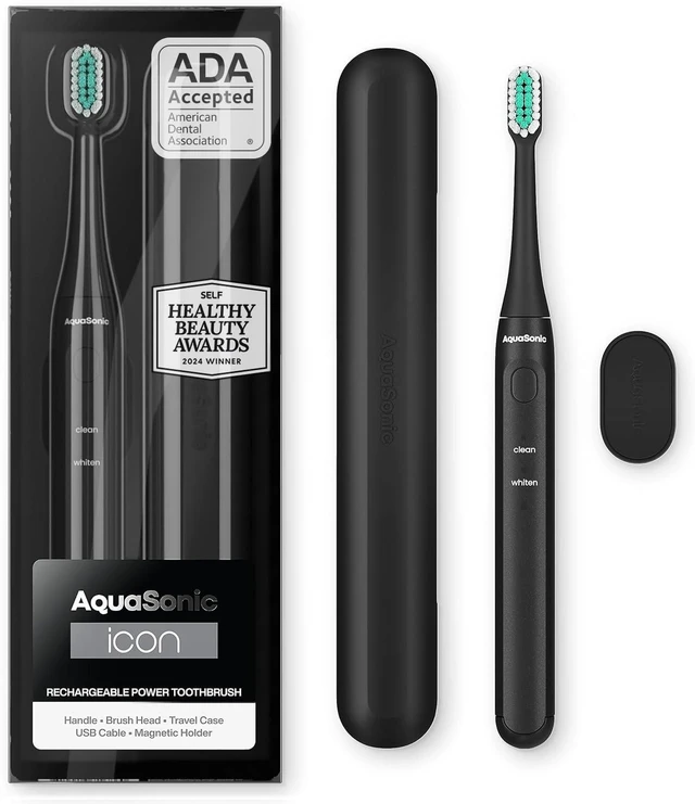 Main image of Icon Micro-Vibrating Manual Toothbrush - ADA-Accepted - Onyx | Gentle Soft Bristle Toothbrush, Rechargeable, 2 Brushing Modes, Smart Timer, 30+ Day Battery, Travel Case, Magnetic Holder