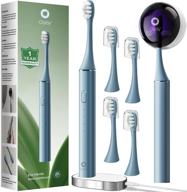 Main image of Sonic Electric Toothbrush for Adults with Wall Mounted UV Cleaner | 4 Plant-Based Heads, Smart Timer, Aluminum Design, Wireless Charging, IPX7 Waterproof, 1 Month+ Battery