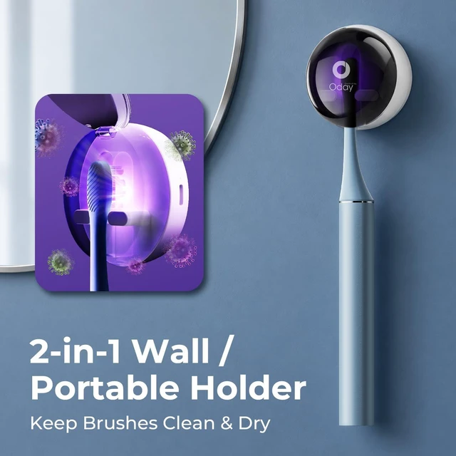 Alt view image 2 of 7 - Sonic Electric Toothbrush for Adults with Wall Mounted UV Cleaner | 4 Plant-Based Heads, Smart Timer, Aluminum Design, Wireless Charging, IPX7 Waterproof, 1 Month+ Battery