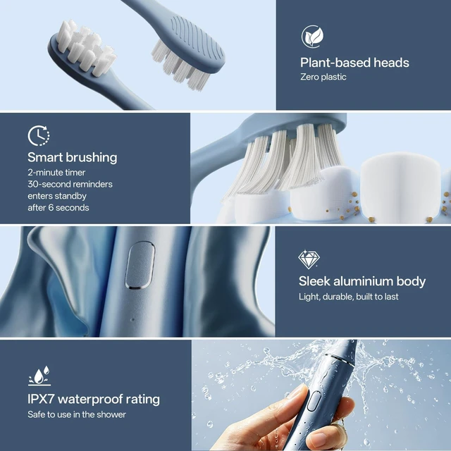 Alt view image 3 of 7 - Sonic Electric Toothbrush for Adults with Wall Mounted UV Cleaner | 4 Plant-Based Heads, Smart Timer, Aluminum Design, Wireless Charging, IPX7 Waterproof, 1 Month+ Battery