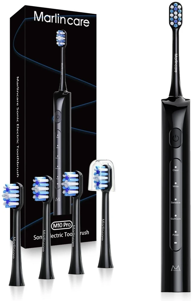 Main image of Electric Toothbrush for Adults, 180-Day Battery, Black | 55000 VPM Sonic Toothbrush for Deep Cleaning, 5 Modes with Smart Timer, 4 Brush Heads