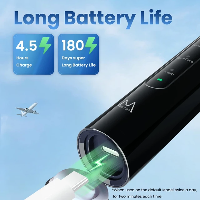 Alt view image 4 of 7 - Electric Toothbrush for Adults, 180-Day Battery, Black | 55000 VPM Sonic Toothbrush for Deep Cleaning, 5 Modes with Smart Timer, 4 Brush Heads
