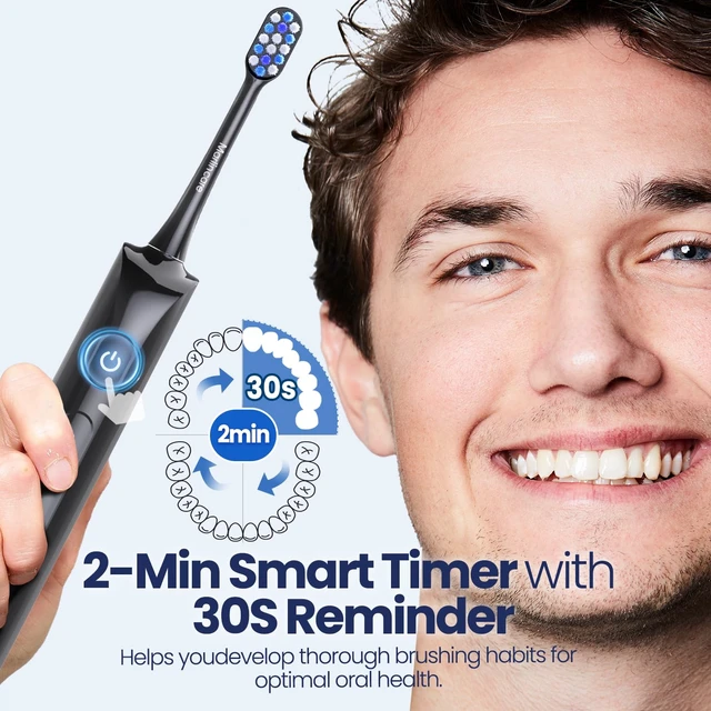 Alt view image 5 of 7 - Electric Toothbrush for Adults, 180-Day Battery, Black | 55000 VPM Sonic Toothbrush for Deep Cleaning, 5 Modes with Smart Timer, 4 Brush Heads