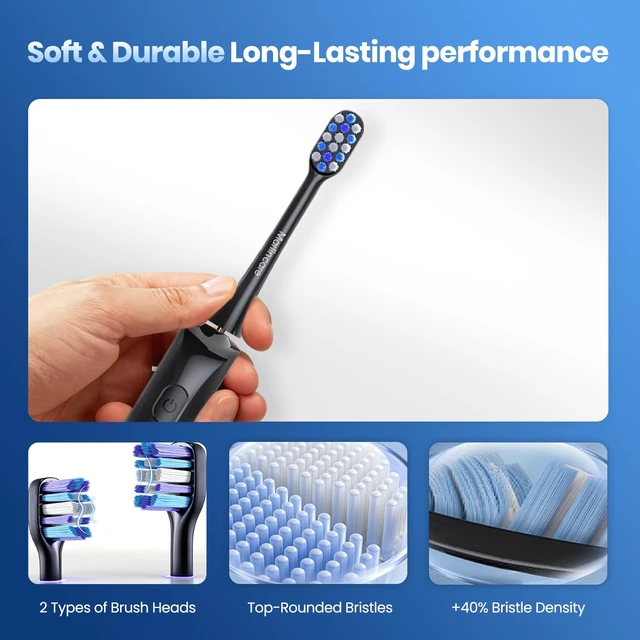 Alt view image 7 of 7 - Electric Toothbrush for Adults, 180-Day Battery, Black | 55000 VPM Sonic Toothbrush for Deep Cleaning, 5 Modes with Smart Timer, 4 Brush Heads