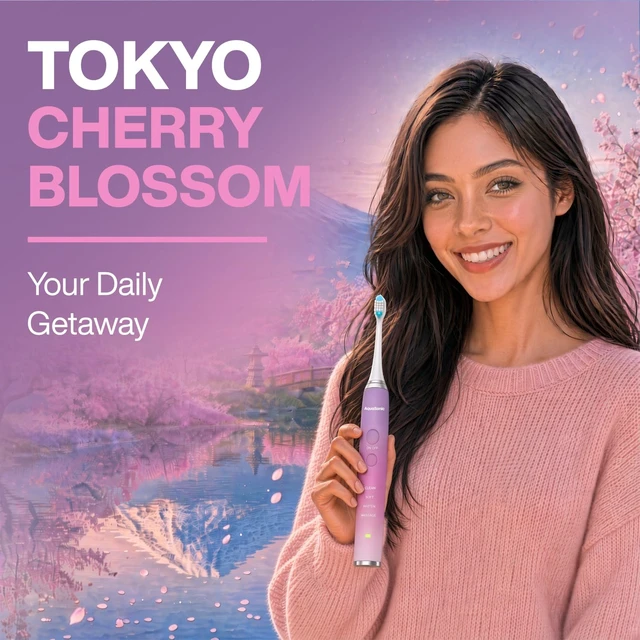 Alt view image 6 of 6 - Vibe World Whitening Electric Toothbrush - Tokyo Cherry Blossom | ADA Accepted Electric Toothbrush - 8 Brush Heads & Travel Case 40,000 VPM Motor & Wireless Charging - 4 Modes w Smart Timer