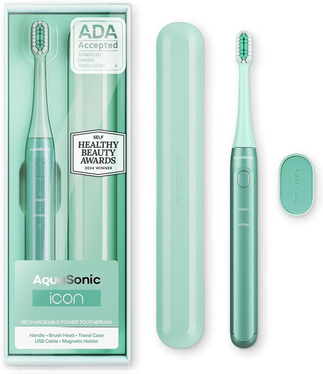 Main image of Icon Micro-Vibrating Manual Toothbrush - ADA-Accepted - Mint | Gentle Soft Bristle Toothbrush, Rechargeable, 2 Brushing Modes, Smart Timer, 30+ Day Battery, Travel Case, Magnetic Holder