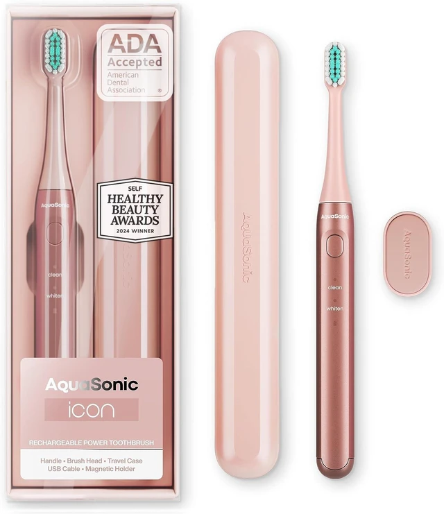 Main image of Icon Micro-Vibrating Manual Toothbrush - ADA-Accepted - Blush | Gentle Soft Bristle Toothbrush, Rechargeable, 2 Brushing Modes, Smart Timer, 30+ Day Battery, Travel Case, Magnetic Holder