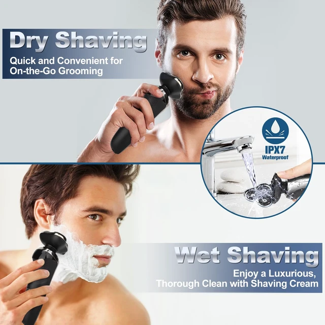 Alt view image 4 of 7 - Electric Razor for Men, Men's Rotary Shavers, Waterproof,Wet and Dry Rechargeable Electric Shaver for Men's Faces with a Cordless and Floating Head, Portable Travel Razor,an Ideal Gift for Men