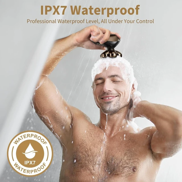 Alt view image 3 of 7 - Head Shavers for Bald Men: 5-in-1 IPX7 Waterproof Grooming Kit - 7D Floating Electric Razor with Magnetic Removable Head - Wet/Dry LED Display - Type-C Fast Charging, Black