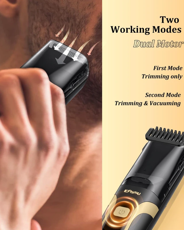 Alt view image 5 of 7 - Vaccum Beard Trimmer for Men USB-C Rechargeable,Beard Trimmers with 2 Comb | Electric Mustache Trimmer,1-20mm Adjustable Dial,LED Display,Waterproof,for Face, Stubble,Travel Use, Easy to Clea