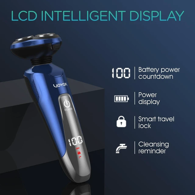 Alt view image 5 of 7 - Electric Razor for Men Wet & Dry, 3D Rotary Electric Shavers for Men | 4 Multifunctional Heads, Cordless Shaving, Fully Waterproof, LCD, Anti-slip Grip, Long Lasting, Travel Lock, Gifts TX410 Blue
