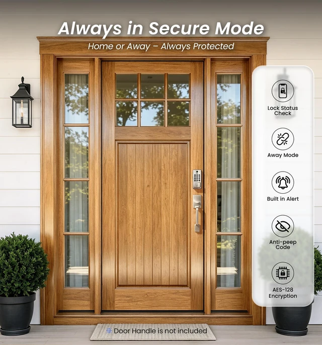 Alt view image 7 of 7 - DK012W WiFi Smart Fingerprint Deadbolt Front Door Lock, Satin Nickel | Built in Wi-Fi, Remote APP Control, Alexa Compatible, Auto Lock, IP65 Waterproof, Keyless Entry, Electronic Backlit Keypad