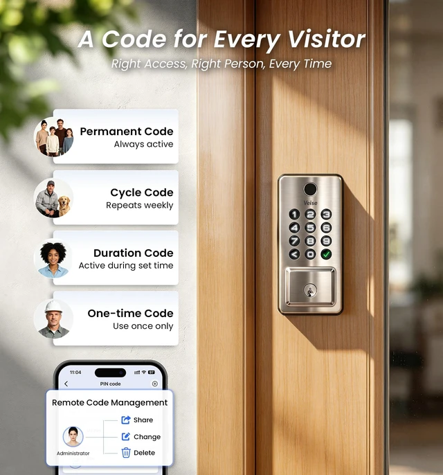 Alt view image 6 of 7 - DK012W WiFi Smart Fingerprint Deadbolt Front Door Lock, Satin Nickel | Built in Wi-Fi, Remote APP Control, Alexa Compatible, Auto Lock, IP65 Waterproof, Keyless Entry, Electronic Backlit Keypad