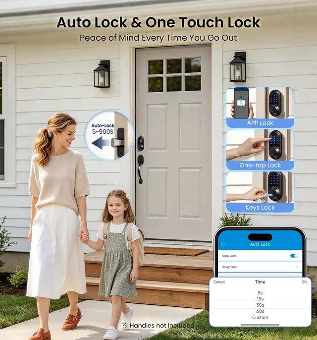 Alt view image 3 of 7 - RZ07 Fingerprint Smart Door Lock Deadbolt, App Control, Matte Black | Remote Access Sharing, Fob Unlock, Keyless Entry for Front Door, Auto Lock, User Management, Easy Install, Low Battery Alarm