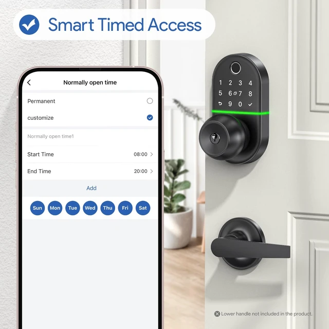 Alt view image 5 of 7 - Keypad Smart Door Lock with Knob, 7 in 1 Keyless Entry with Fingerprint | Easy Installation, Fingerprint Unlock, App Control, Remote & Voice Control, Auto-Lock, Black