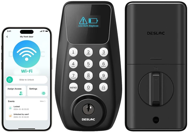 Main image of C100 Plus WiFi Smart Door Lock with Keypad, Visual Display | App Remote Control, 100 PIN Codes, Keypad Deadbolt for Front Door, For home & Rental Use, Auto Lock, Black
