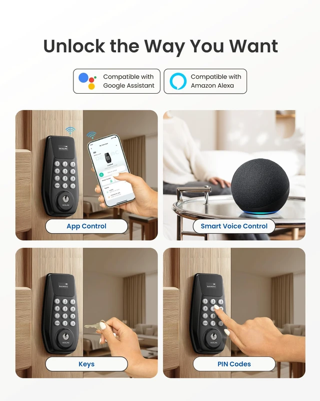 Alt view image 2 of 7 - C100 Plus WiFi Smart Door Lock with Keypad, Visual Display | App Remote Control, 100 PIN Codes, Keypad Deadbolt for Front Door, For home & Rental Use, Auto Lock, Black