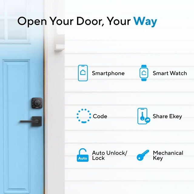 Alt view image 2 of 7 - U-Bolt Smart Lock, 5-in-1 Keyless Entry Door Lock with App Control, Keypad Deadbolt, Auto Unlock, Auto Lock, Smart Door Lock, Smart Locks for Front Door, ANSI Grade 1, Black