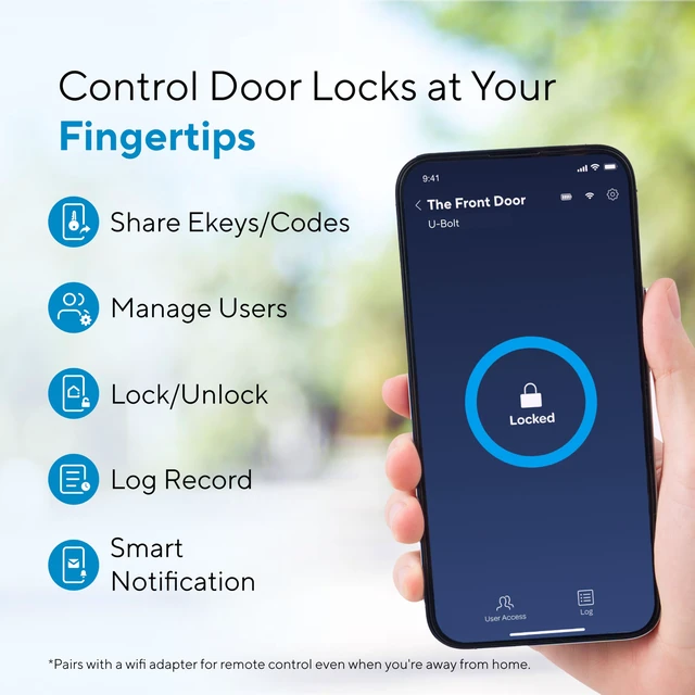 Alt view image 3 of 7 - U-Bolt Smart Lock, 5-in-1 Keyless Entry Door Lock with App Control, Keypad Deadbolt, Auto Unlock, Auto Lock, Smart Door Lock, Smart Locks for Front Door, ANSI Grade 1, Black
