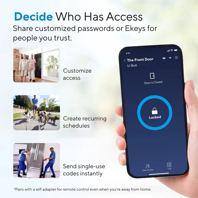 Alt view image 5 of 7 - U-Bolt Smart Lock, 5-in-1 Keyless Entry Door Lock with App Control, Keypad Deadbolt, Auto Unlock, Auto Lock, Smart Door Lock, Smart Locks for Front Door, ANSI Grade 1, Black