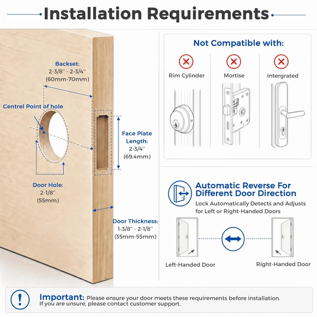 Alt view image 7 of 7 - Fingerprint Smart Deadbolt with Keypad, Keyless Entry Door Lock | Fast Fingerprint Access, Silicone Keypad, Bluetooth App Control, Auto-lock, Low-battery Alerts, Easy Installation