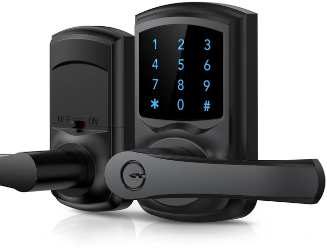Main image of Keyless Entry Door Lock, Smart Locks for Front Door, Keypad Door Knob with Handle, Touchscreen, One-Touch Toggle for Passage Mode, Matte Black