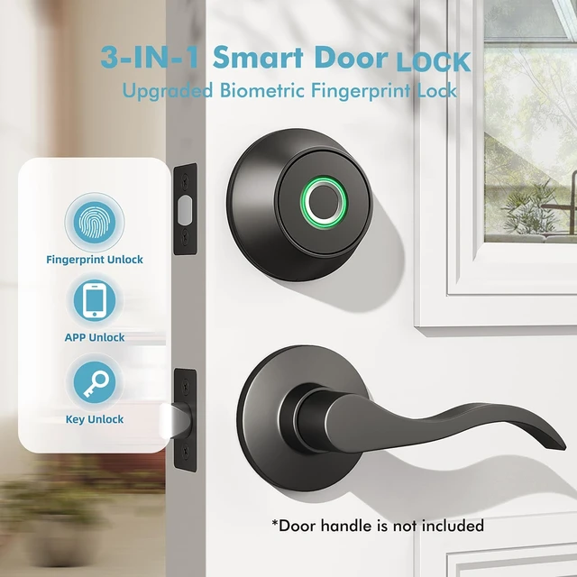 Alt view image 2 of 7 - Fingerprint Keyless Entry Door Lock,Smart Deadbolt Locks with App Countrol,Biometric Door Lock with 2 Keys,10 Months Battery,Auto-Lock,One-Touch Lock,Easy Install,Deadbolt Alternative,IP66 Waterproof