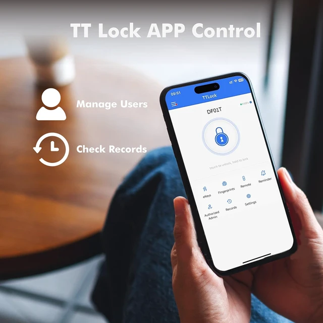 Alt view image 4 of 7 - Fingerprint Keyless Entry Door Lock,Smart Deadbolt Locks with App Countrol,Biometric Door Lock with 2 Keys,10 Months Battery,Auto-Lock,One-Touch Lock,Easy Install,Deadbolt Alternative,IP66 Waterproof