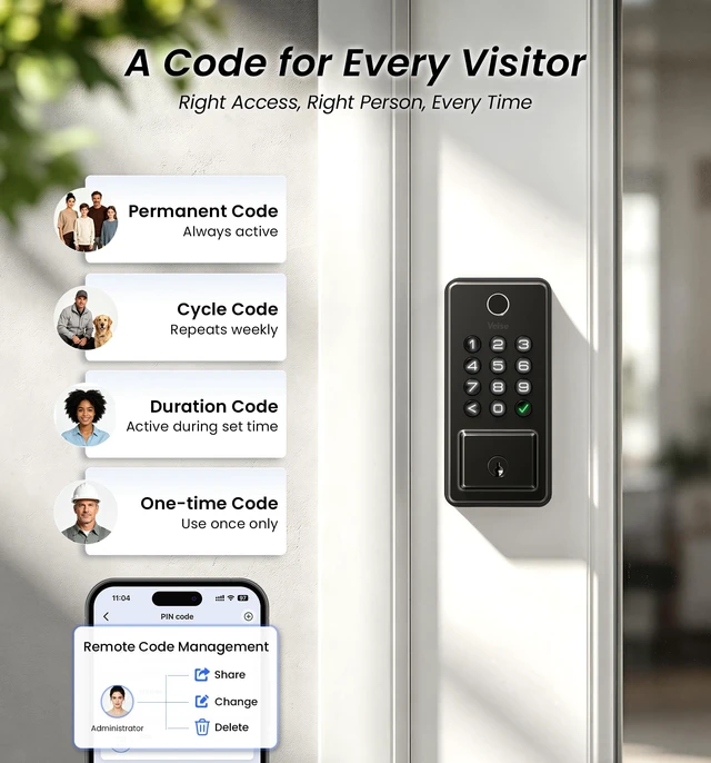 Alt view image 6 of 7 - DK012W WiFi Smart Fingerprint Deadbolt Front Door Lock, Matte Black | Built in Wi-Fi, Remote APP Control, Alexa Compatible, Auto Lock, IP65 Waterproof, Keyless Entry, Electronic Backlit Keypad