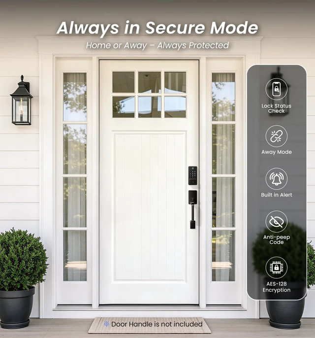 Alt view image 7 of 7 - DK012W WiFi Smart Fingerprint Deadbolt Front Door Lock, Matte Black | Built in Wi-Fi, Remote APP Control, Alexa Compatible, Auto Lock, IP65 Waterproof, Keyless Entry, Electronic Backlit Keypad